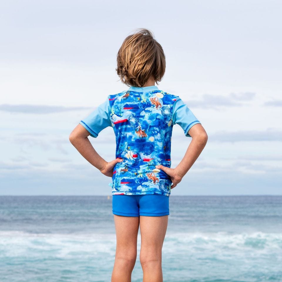 Salty Ink Kids Boys Cosmik Dragon S/S Rashvest Splash Swimwear kids