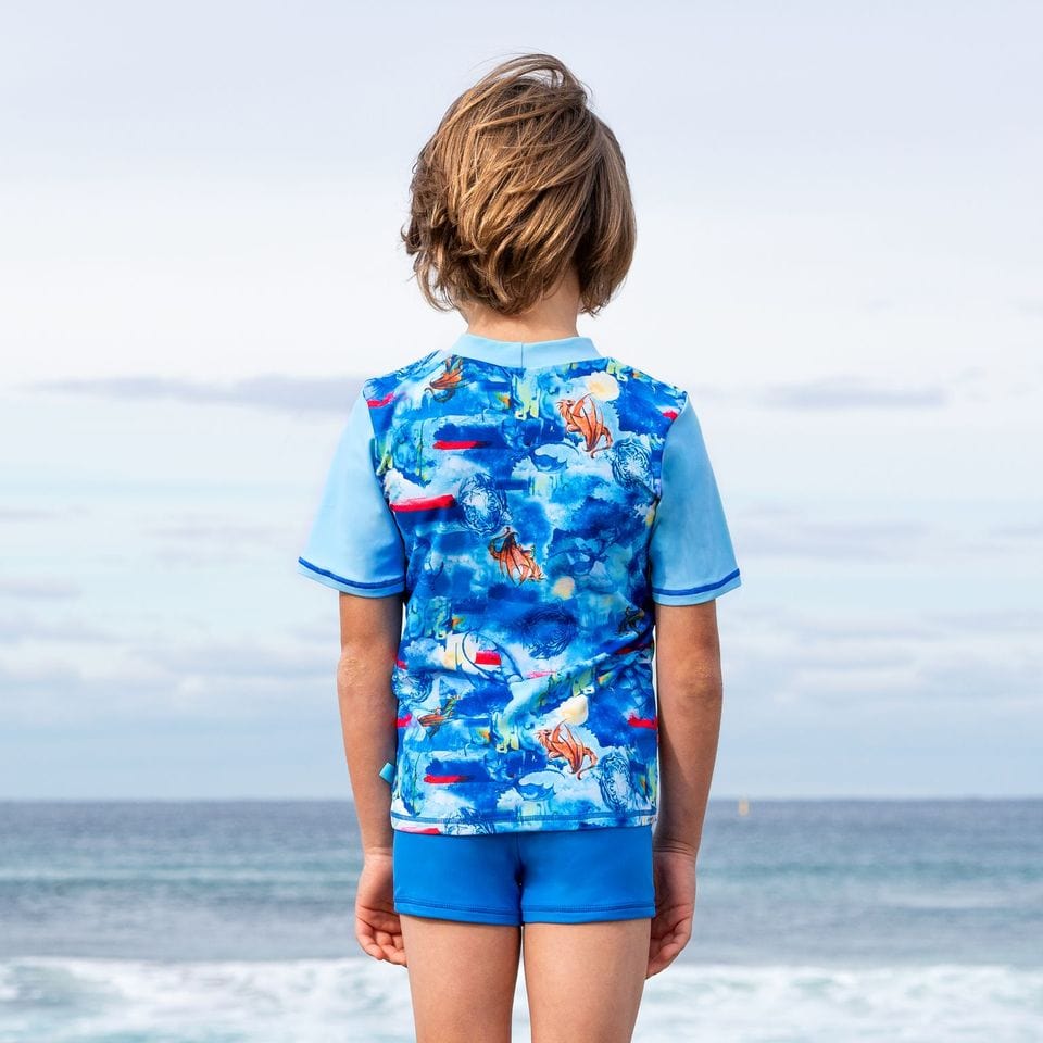 Salty Ink Kids Boys Cosmik Dragon S/S Rashvest Splash Swimwear kids