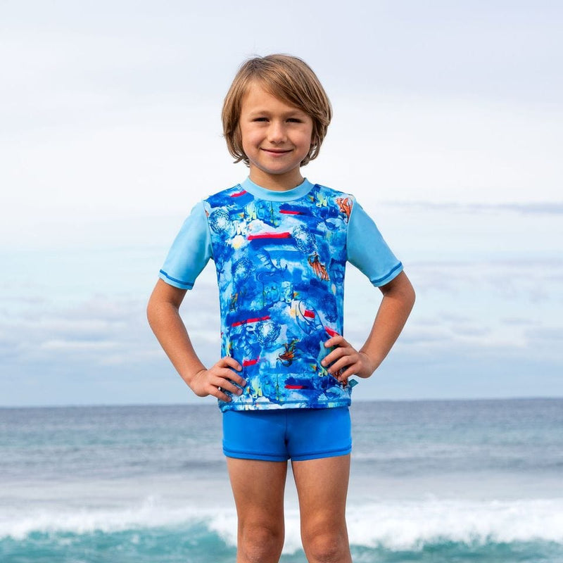 Salty Ink Kids Boys Cosmik Dragon S/S Rashvest Splash Swimwear kids