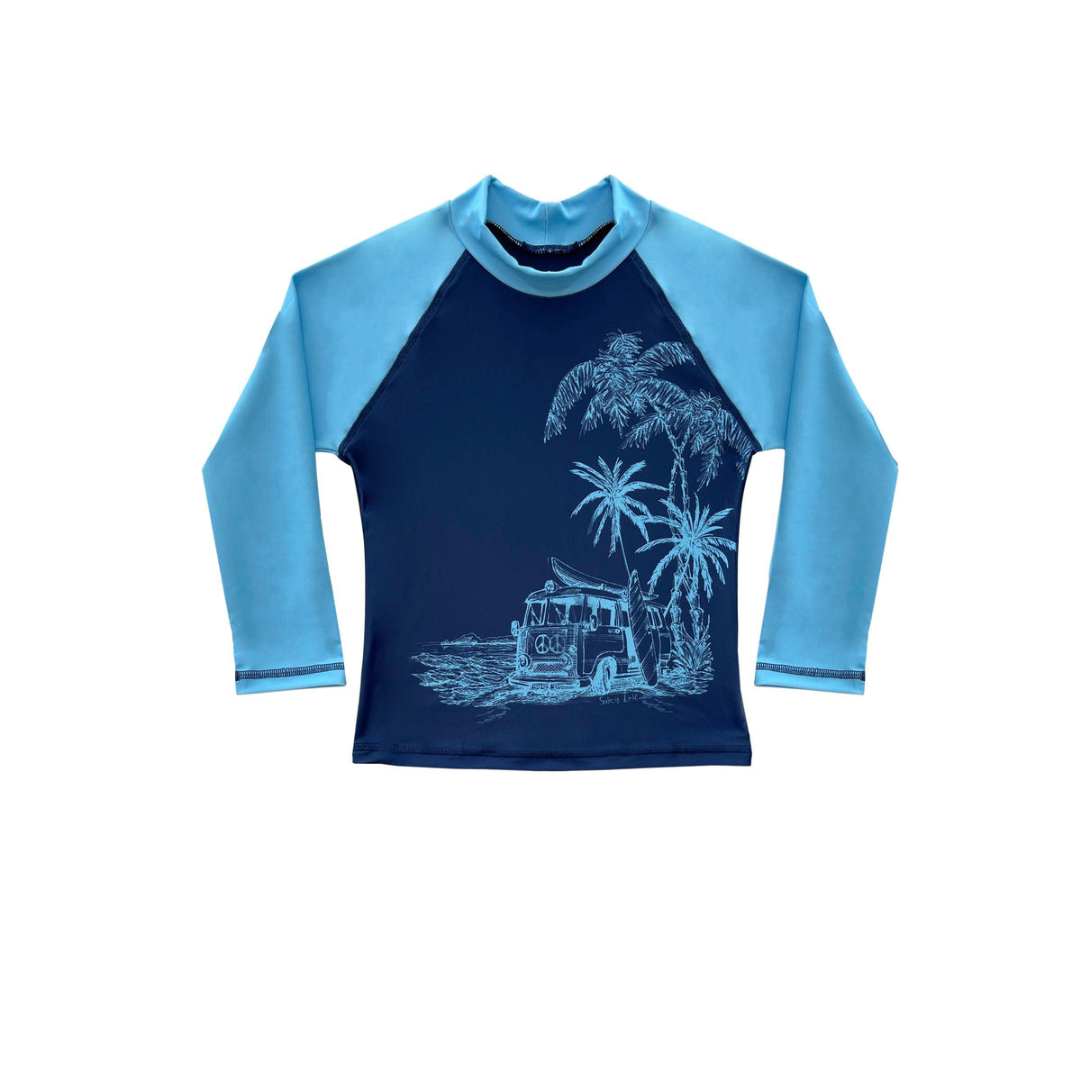 Salty Ink Kids Boys Long Sleeve Rashie - Vintage Navy Splash Swimwear kids