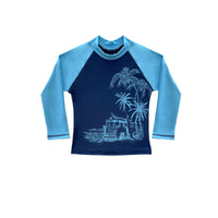 Salty Ink Kids Boys Long Sleeve Rashie - Vintage Navy Splash Swimwear kids