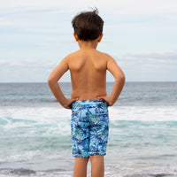 Salty Ink Kids Boys Tiki Jammer - Vintage Blue Splash Swimwear kids