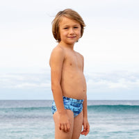 Salty Ink Kids Boys Tiki Racer - Vintage Blue Splash Swimwear kids