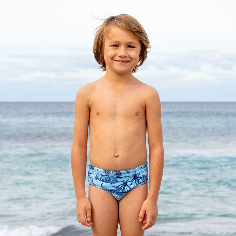 Salty Ink Kids Boys Tiki Racer - Vintage Blue Splash Swimwear kids