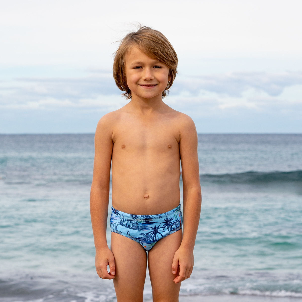 Salty Ink Kids Boys Tiki Racer - Vintage Blue Splash Swimwear kids