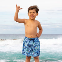 Salty Ink Kids Boys Vintage Surf Boardie - Vintage Blue Splash Swimwear kids