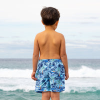 Salty Ink Kids Boys Vintage Surf Boardie - Vintage Blue Splash Swimwear kids