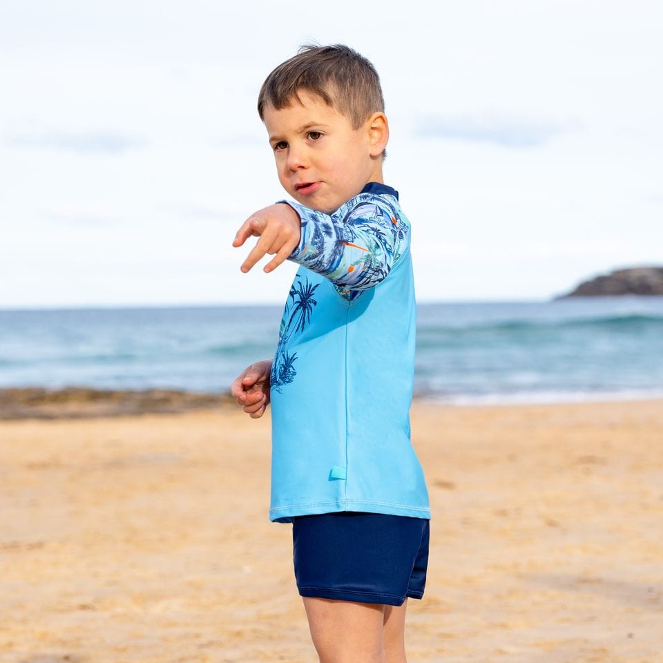 Salty Ink Kids Boys Vintage Surf Long Sleeve Rashvest Set - Vintage Splash Swimwear kids