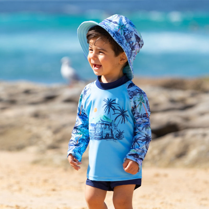 Salty Ink Kids Boys Vintage Surf Long Sleeve Rashvest Set - Vintage Splash Swimwear kids