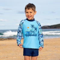 Salty Ink Kids Boys Vintage Surf Long Sleeve Rashvest Set - Vintage Splash Swimwear kids