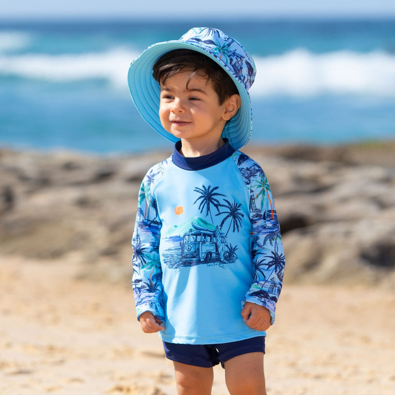 Salty Ink Kids Boys Vintage Surf Long Sleeve Rashvest Set - Vintage Splash Swimwear kids