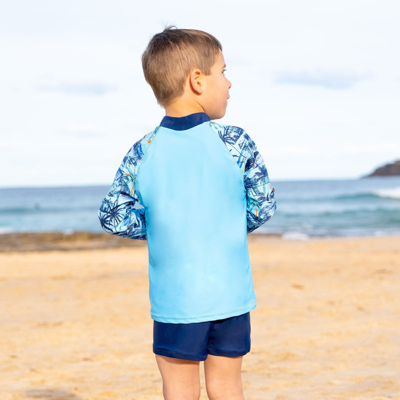 Salty Ink Kids Boys Vintage Surf Long Sleeve Rashvest Set - Vintage Splash Swimwear kids