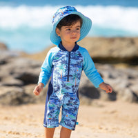 Salty Ink Kids Boys Vintage Surf Onesie - Vintage Blue Splash Swimwear kids