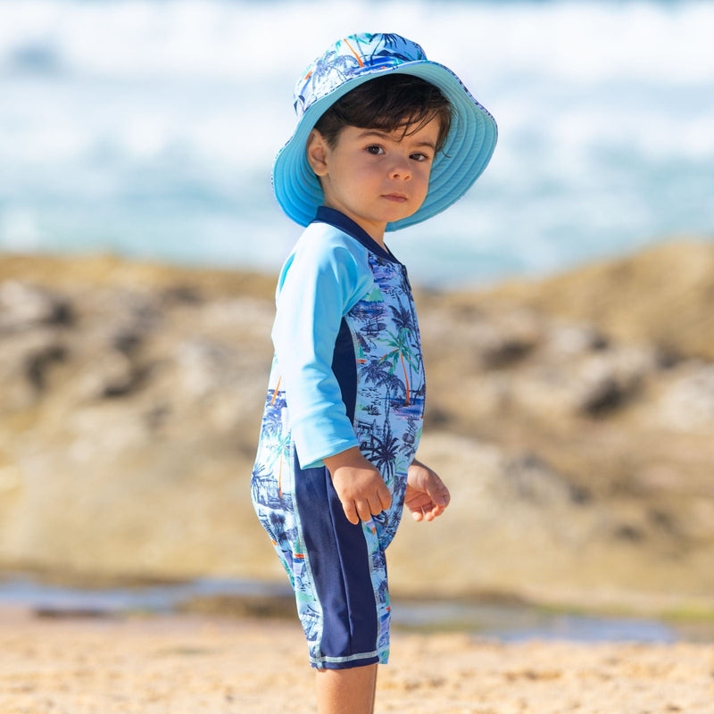 Salty Ink Kids Boys Vintage Surf Onesie - Vintage Blue Splash Swimwear kids