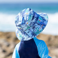 Salty Ink Kids Boys Vintage Surf Sunhat - Vintage Blue Splash Swimwear kids