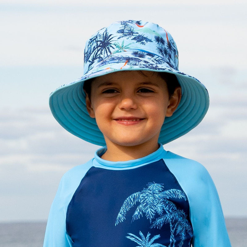 Salty Ink Kids Boys Vintage Surf Sunhat - Vintage Blue Splash Swimwear kids