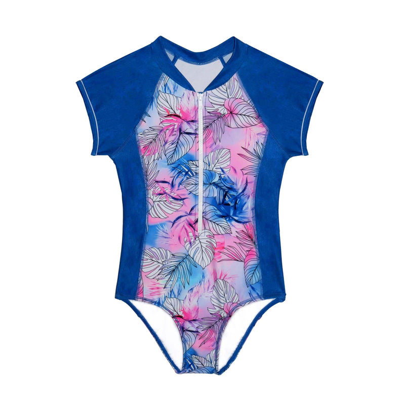 Salty Ink Kids Girls Coral Coast Surfsuit - Coral Pink Splash Swimwear kids