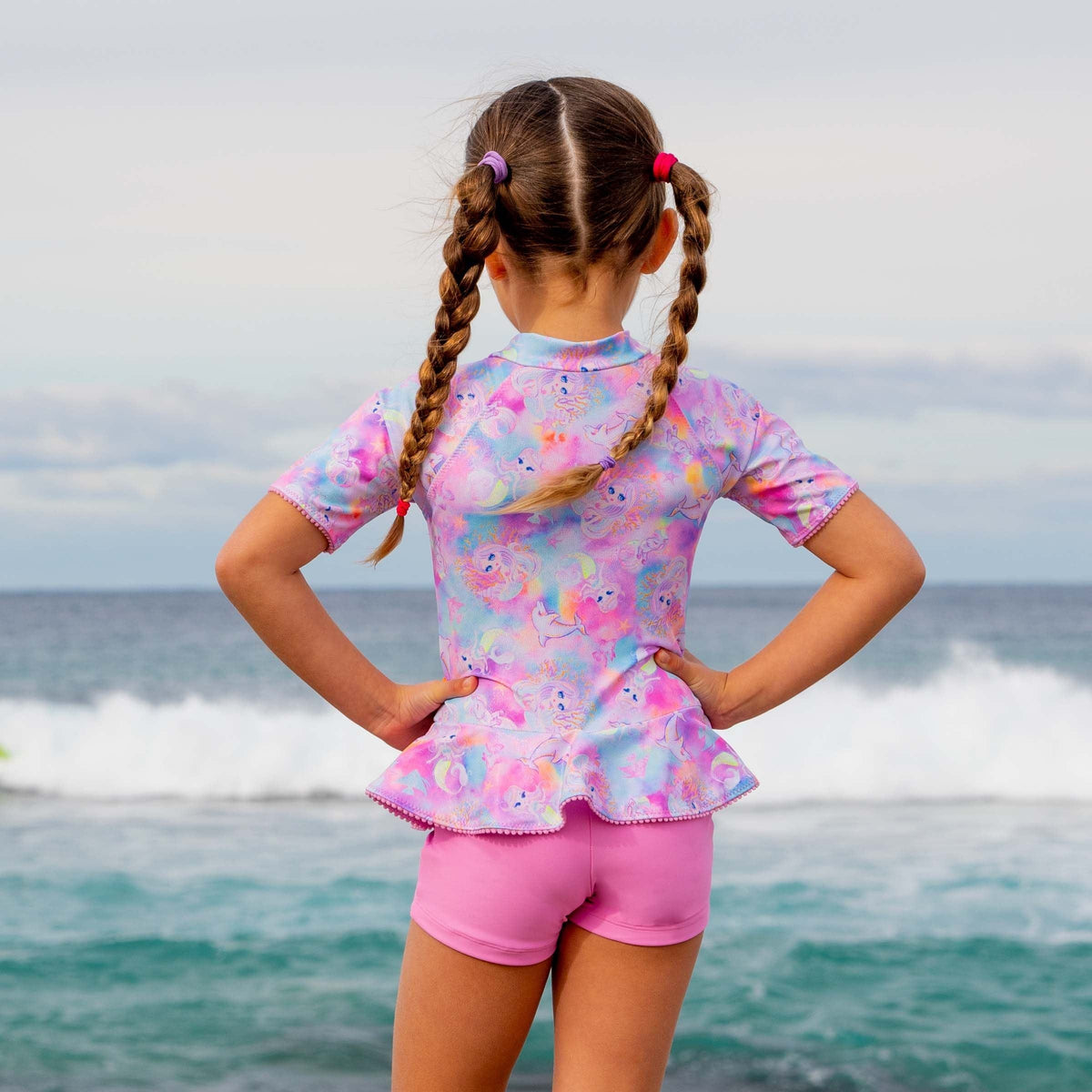 Salty Ink Kids Girls Miss Princess Playsuit - Pink Sea Splash Swimwear kids