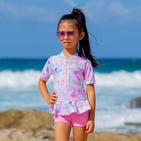 Salty Ink Kids Girls Miss Princess Playsuit - Pink Sea Splash Swimwear kids