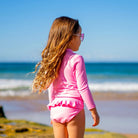 Salty Ink Kids Girls Miss Salty Long Sleeve Rashvest - Candy Pink Girls Miss Salty Long Sleeve Rashvest - Candy Pink Splash Swimwear Girls 00-7