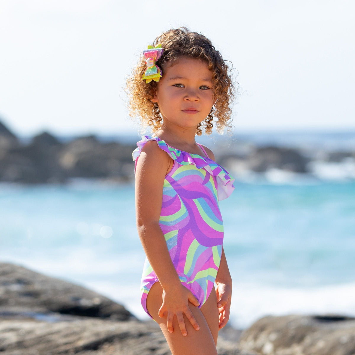 Salty Ink Kids Girls Miss Sea Princess One Shoulder Tank - Wave Splash Swimwear kids