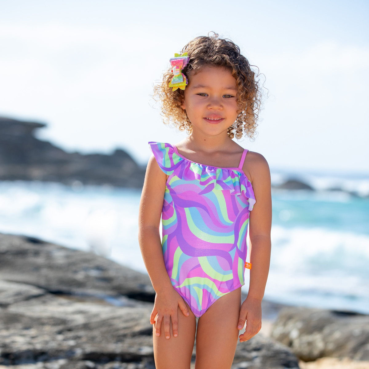 Salty Ink Kids Girls Miss Sea Princess One Shoulder Tank - Wave Splash Swimwear kids