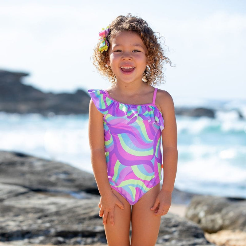 Salty Ink Kids Girls Miss Sea Princess One Shoulder Tank - Wave Splash Swimwear kids