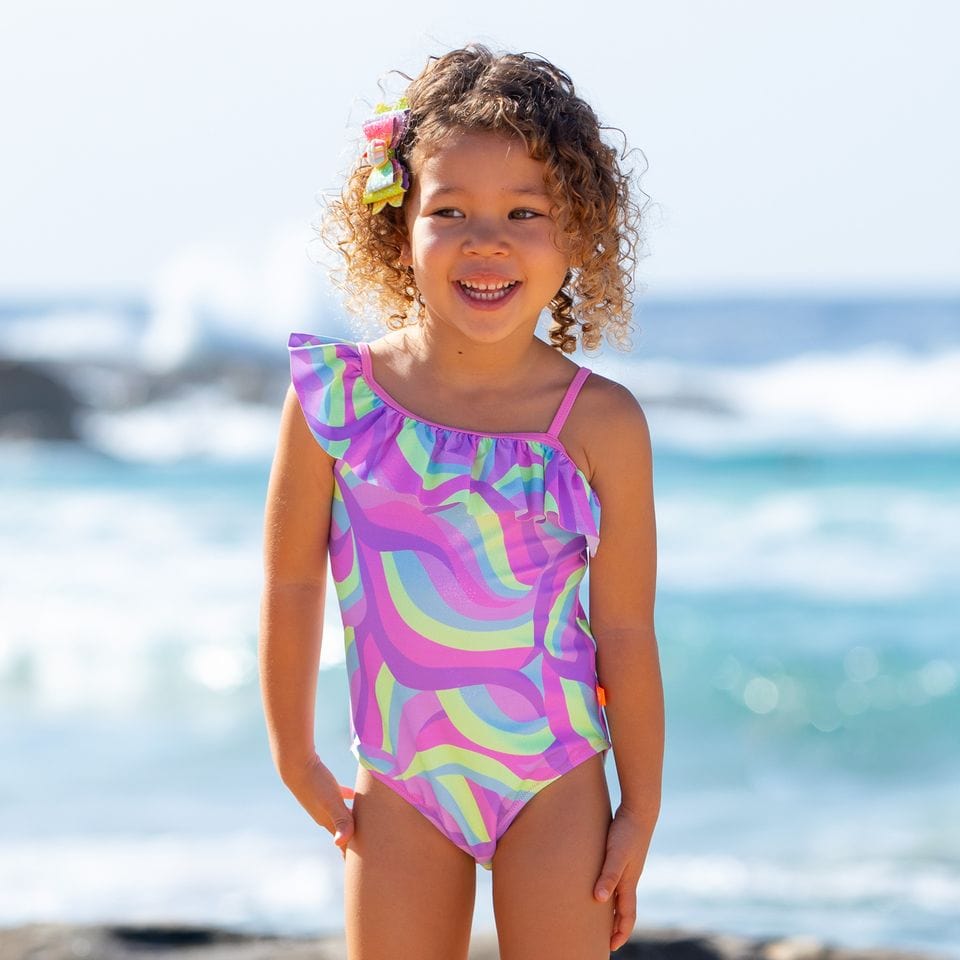 Salty Ink Kids Girls Miss Sea Princess One Shoulder Tank - Wave Splash Swimwear kids