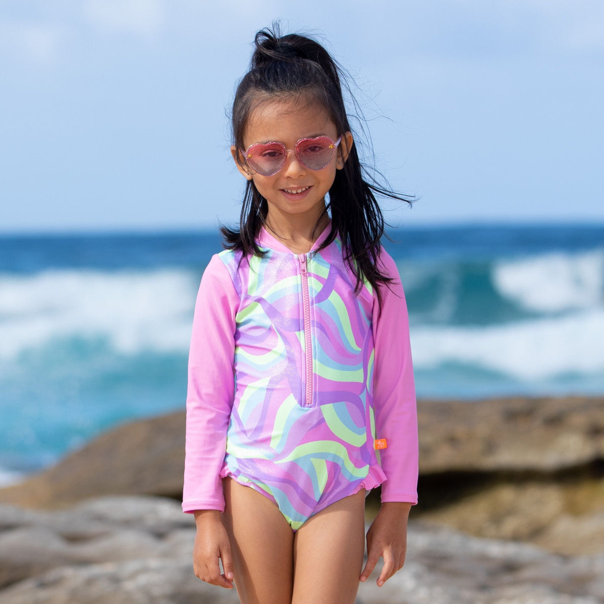 Salty Ink Kids Girls Miss Sea Princess Sunsuit - Wave Splash Swimwear kids