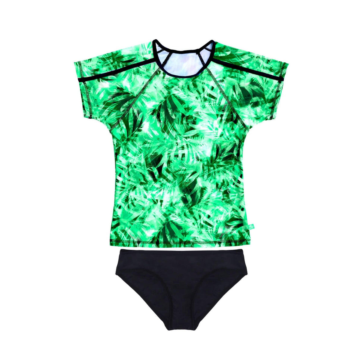 Salty Ink Kids Girls 8-16 Girls Sugar Palm S/S Rashvest set - Kiwi