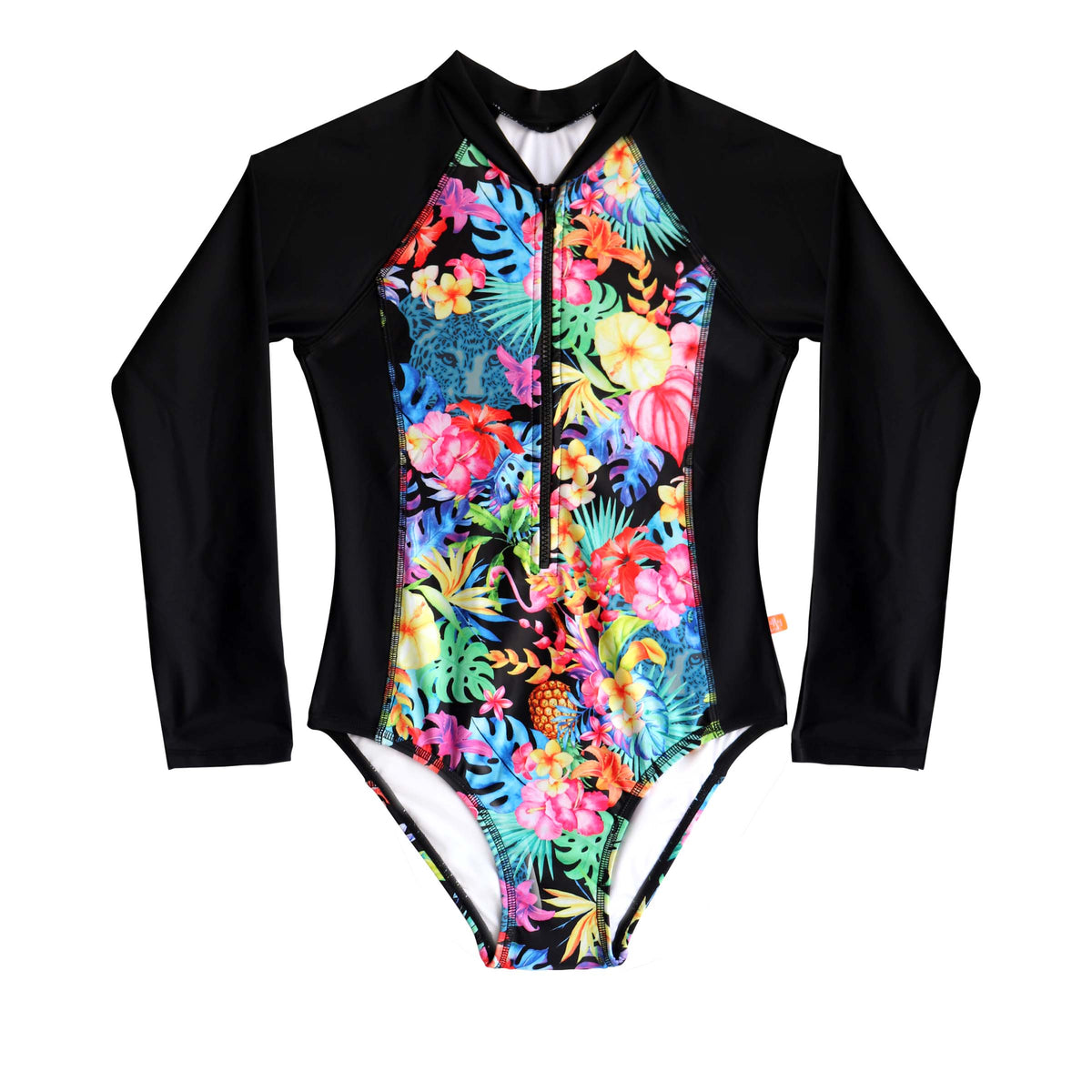 Salty Ink Kids Island Girl Long Sleeve Surfsuit - Tahiti Splash Swimwear Girls 8-16