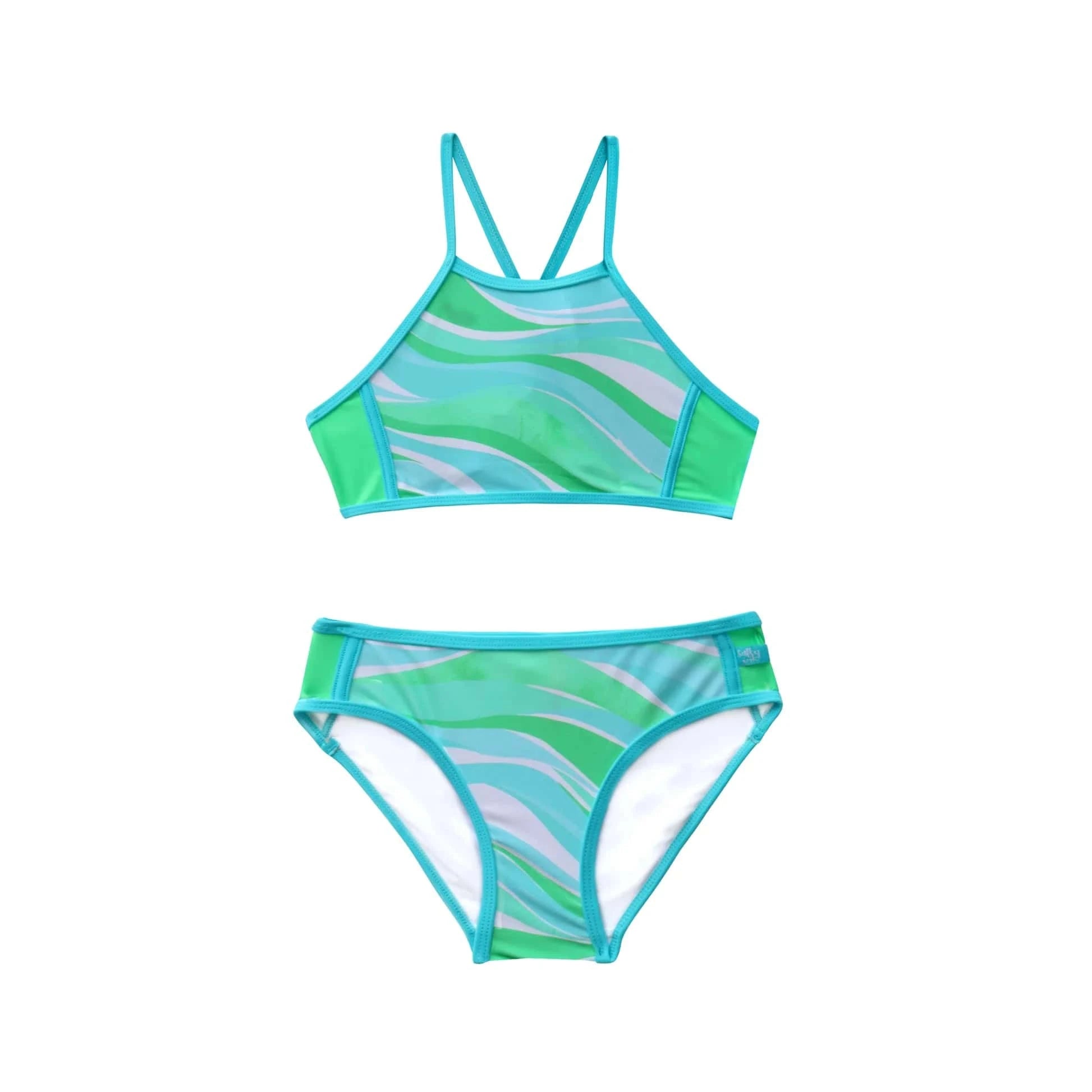 Salty Ink Kids Salty Ink Girls Coastal Wave Bikini - Blue Wave Salty Ink Girls Coastal Wave Bikini - Blue Wave Splash Swimwear