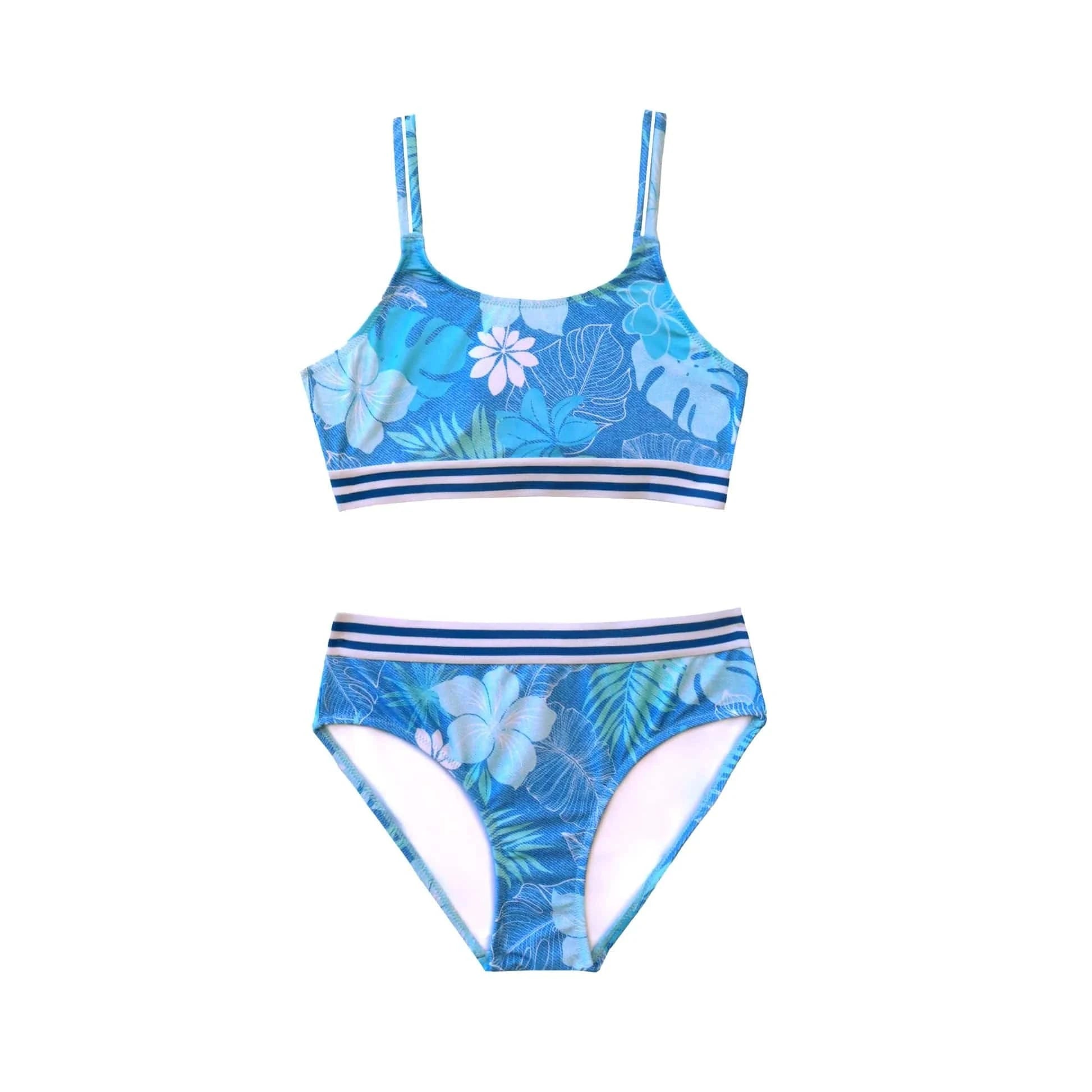 Salty Ink Kids Salty Ink Girls Tropicana Denim Bikini Salty Ink Girls Tropicana Denim Bikini Splash Swimwear Girls 8-16