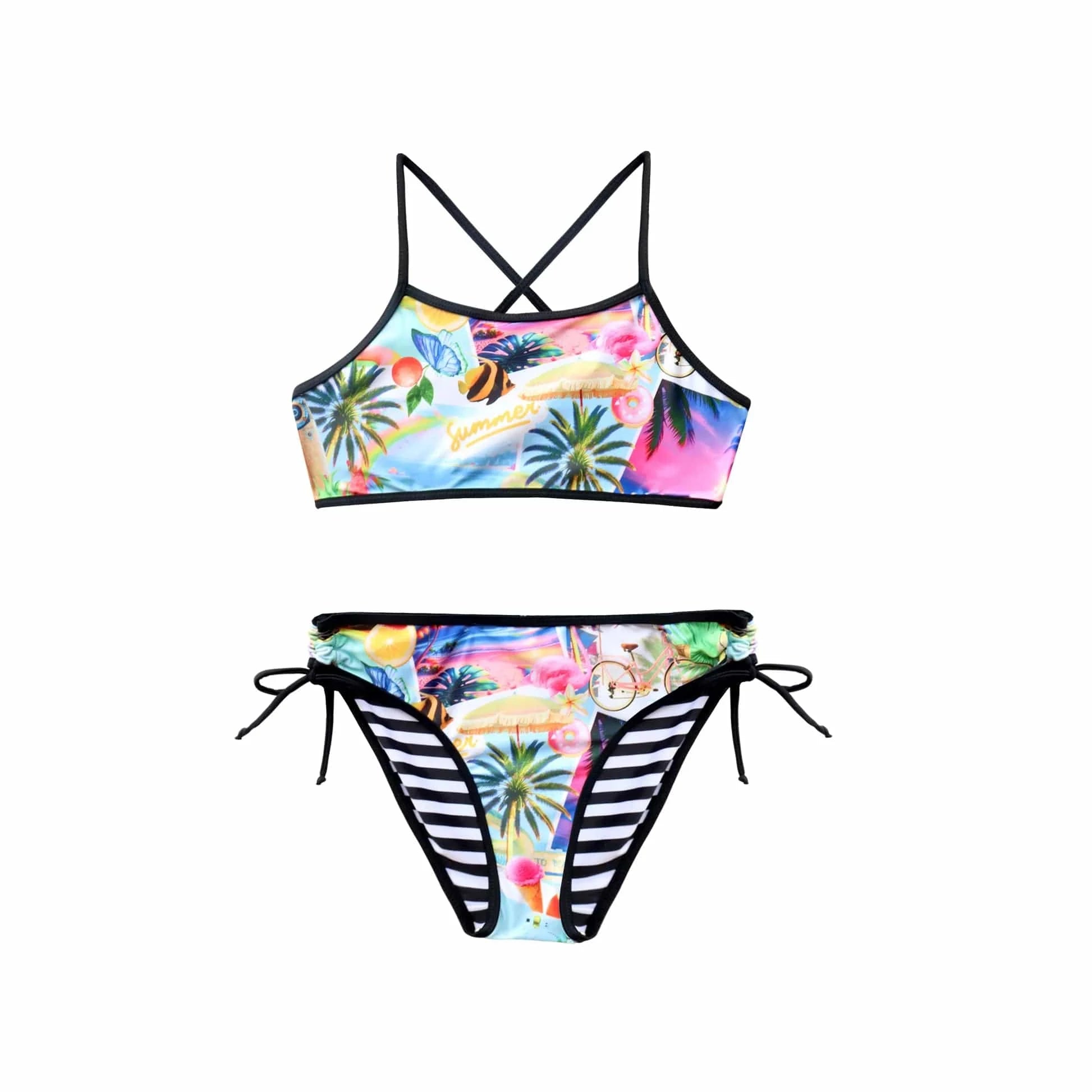 Salty Ink Kids Salty Ink Girls Vacay Reversible Bikini - Vacay Salty Ink Girls Vacay Reversible Bikini - Vacay Splash Swimwear