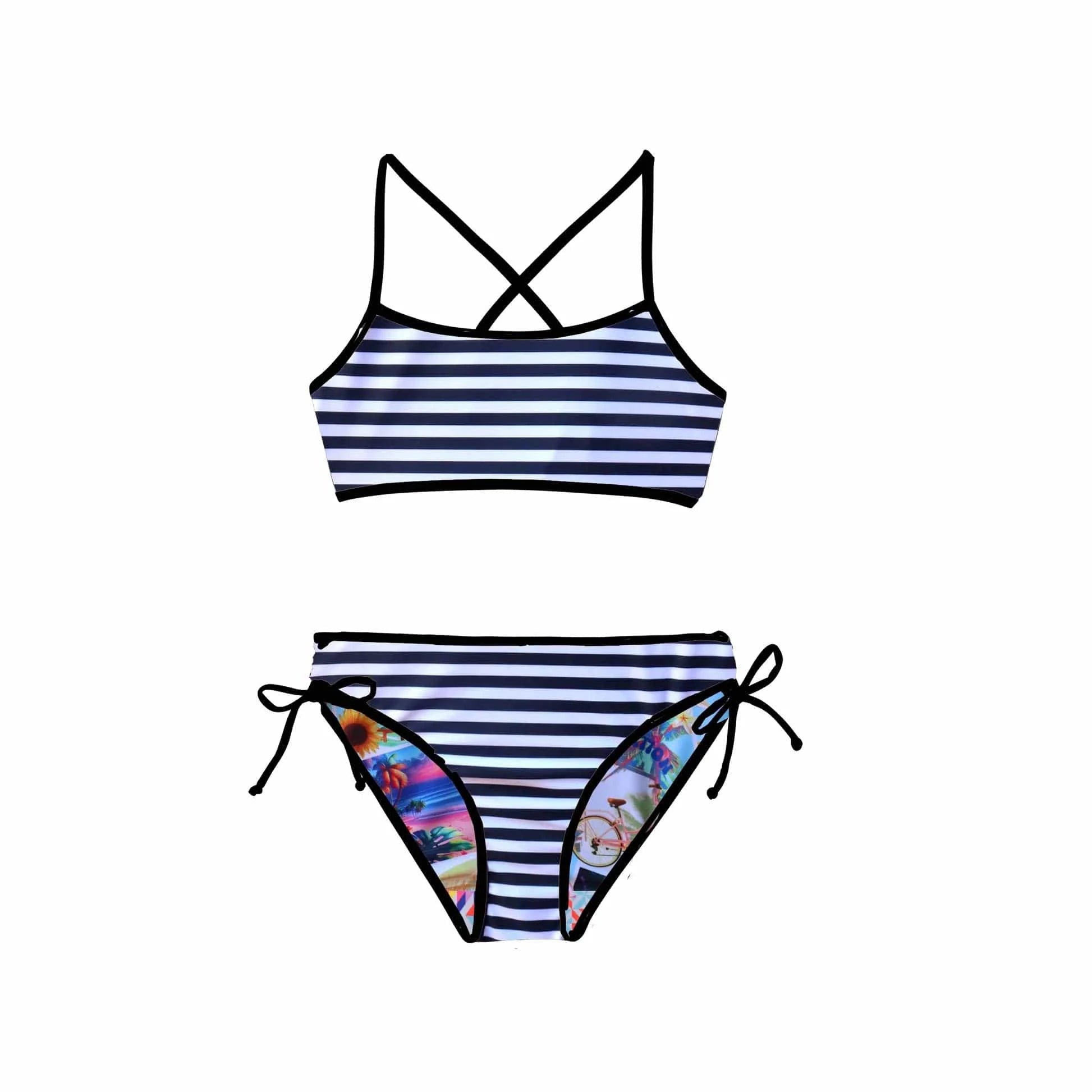 Salty Ink Kids Salty Ink Girls Vacay Reversible Bikini - Vacay Salty Ink Girls Vacay Reversible Bikini - Vacay Splash Swimwear