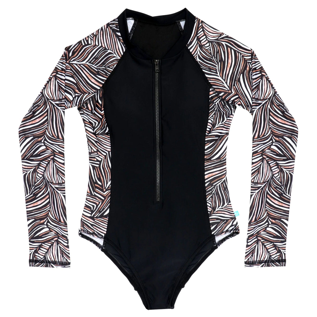 Salty Ink Ladies Ladies Tropic Tribe Long Sleeve Surfsuit - Black Tropic Splash Swimwear One Pieces