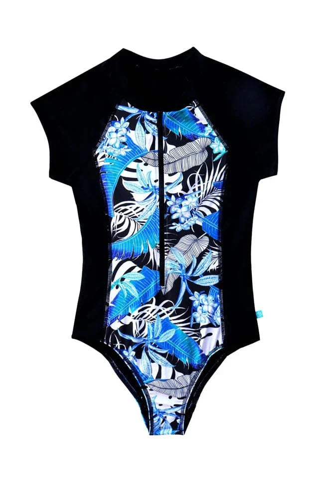 Salty Ink Ladies Salty Ink Ladies Kailani Reef Short Sleeve Surfsuit - Blue Salty Ink Ladies Kailani Reef Short Sleeve Surfsuit - Blue Splash Swimwear Swimwear