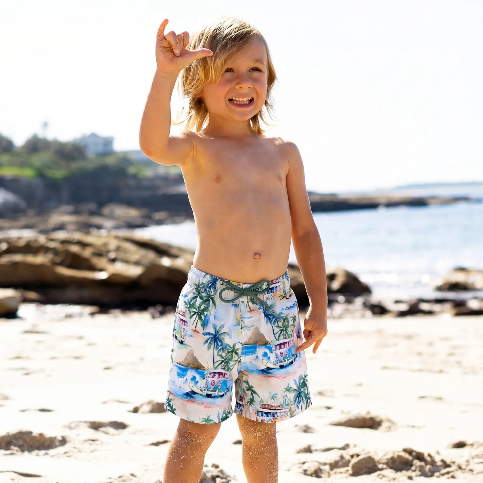 Salty Ink Salty Ink Boys Coastal Camper Boardie Salty Ink Boys Coastal Camper Boardie Splash Swimwear Boardshorts
