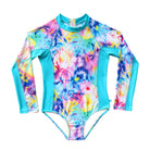 Salty Ink Salty Ink Girls Tropical Haze Long Sleeve Surfsuit - Tropical Salty Ink Girls Tropical Haze Long Sleeve Surfsuit - Tropical Splash Swimwear Sunsuit