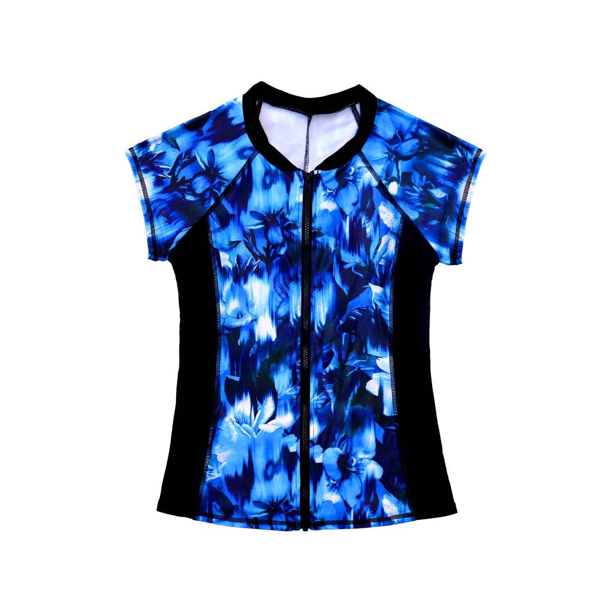 Salty Ink Salty Ink Ladies Summer Sunset Short Sleeve Rashvest - Midnight Salty Ink Ladies Summer Sunset Short Sleeve Rashvest - Midnight Splash Swimwear Rashvest
