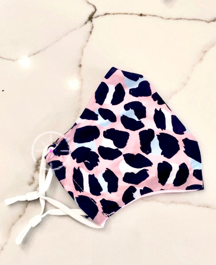 Salty Safari Double Silk Face Mask FM-42 Splash Swimwear Masks Pink Navy Leopard 1000011772