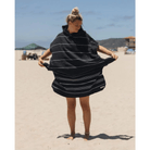 Sand Cloud Sand Cloud Classic Stripe Hooded Poncho Beach Towell -Black SCS22PON003BLKOS Sand Cloud Classic Stripe Hooded Poncho Beach Towell -Black Splash Swimwear