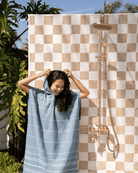 Sand Cloud Sand Cloud Classic Stripe Hooded Poncho Beach Towell - Slate Blue SCU24PON001SBLOS Sand Cloud Classic Stripe Hooded Poncho Beach Towell - Slate Blue Splash Swimwear