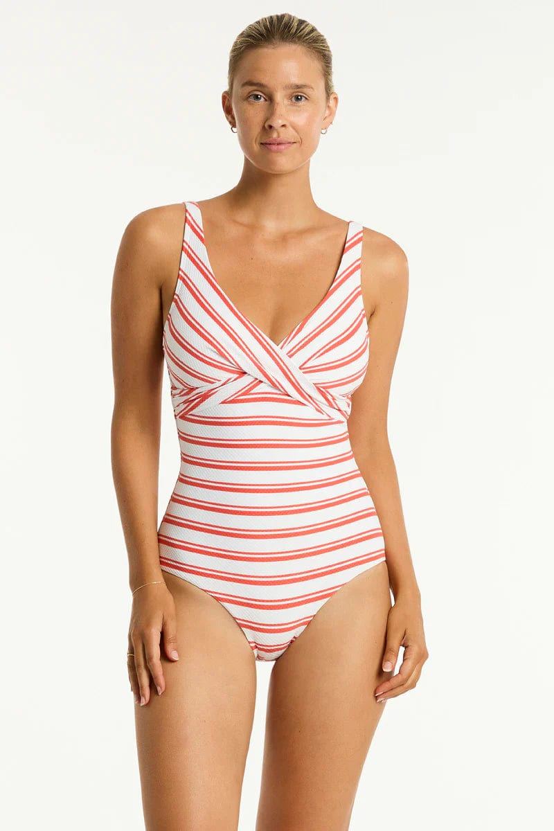 Sea Level Biarritz Cross Front Multifit One Piece - Flame Sea Level Biarritz Cross Front Multifit One Piece - Flame Splash Swimwear One Pieces