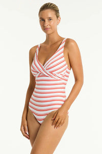 Sea Level Biarritz Cross Front Multifit One Piece - Flame Sea Level Biarritz Cross Front Multifit One Piece - Flame Splash Swimwear One Pieces