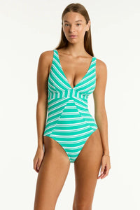 Sea Level Biarritz Panel Line One Piece - Evergreen Sea Level Biarritz Panel Line One Piece - Evergreen Splash Swimwear One Pieces