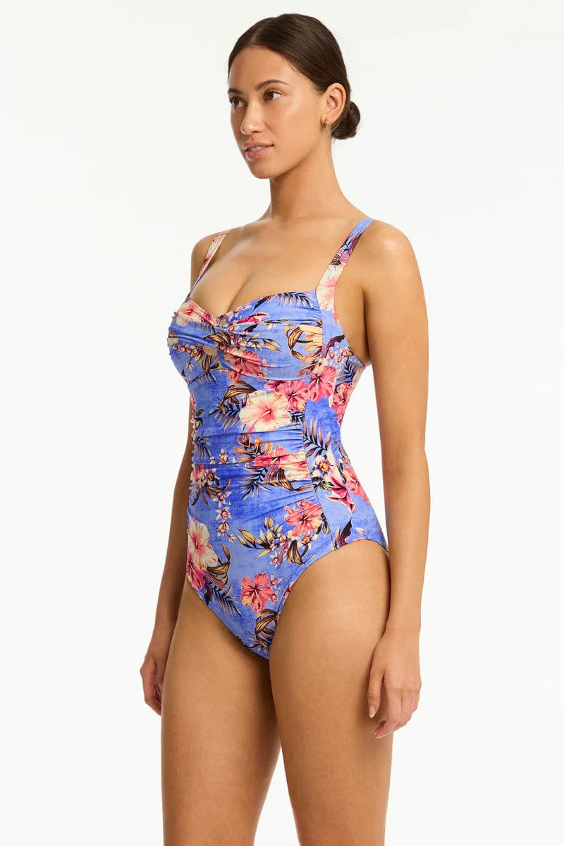 Sea Level Blue Hawaii Twist Front One Piece Sea Level Blue Hawaii Twist Front One Piece Splash Swimwear One Pieces