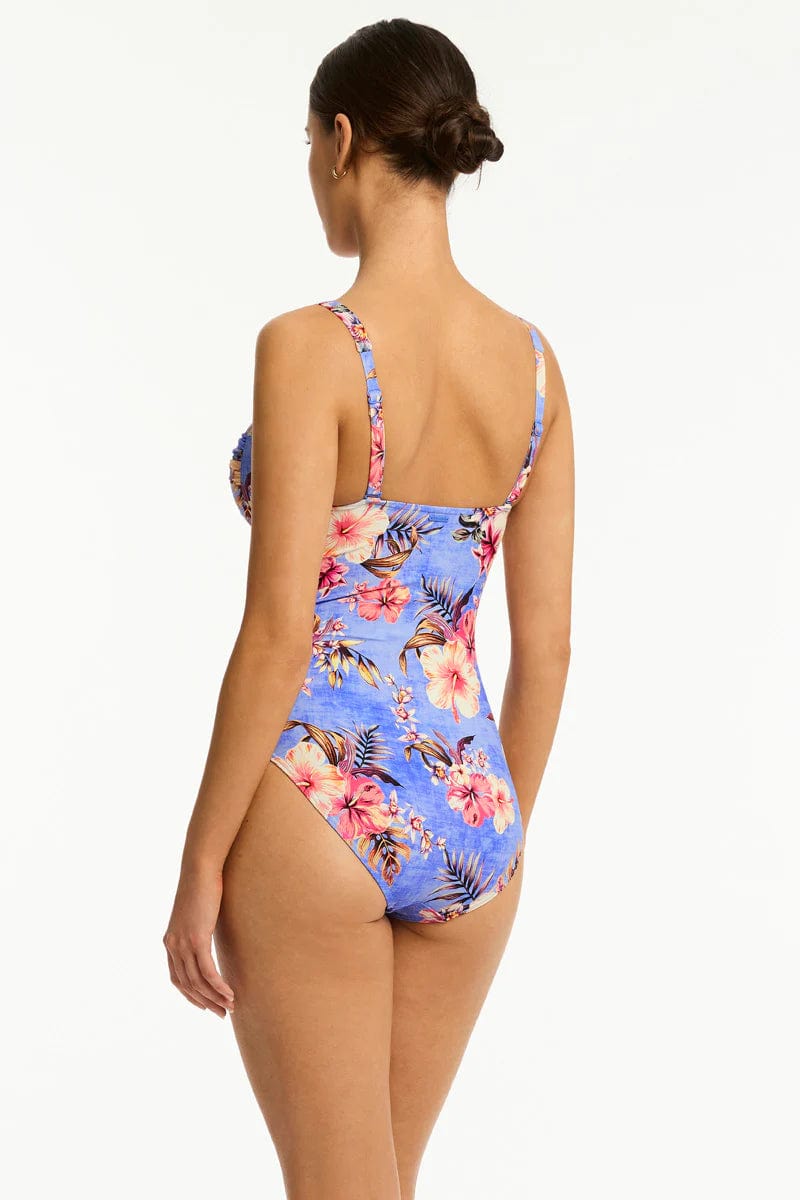 Sea Level Blue Hawaii Twist Front One Piece Sea Level Blue Hawaii Twist Front One Piece Splash Swimwear One Pieces