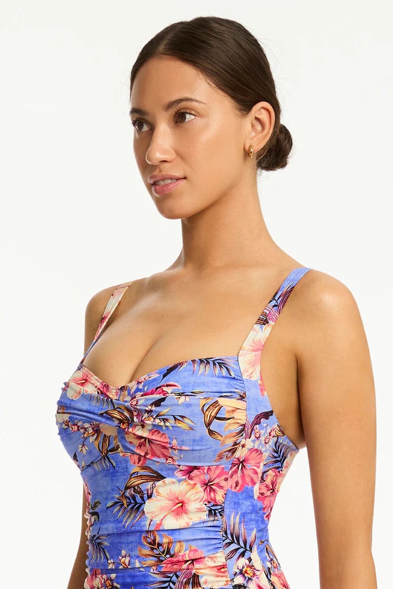 Sea Level Blue Hawaii Twist Front One Piece Sea Level Blue Hawaii Twist Front One Piece Splash Swimwear One Pieces