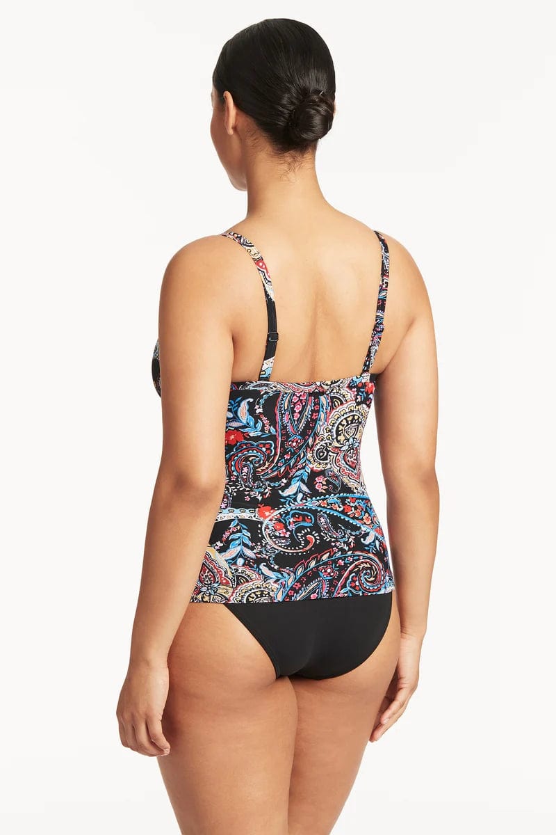 Sea Level Bohemia Twist Front DD/E Tankini Checkmate Square Neck Singlet - Cobalt | Sea Level | Australian Swimwear Brands | Splash Swimwear Splash Swimwear